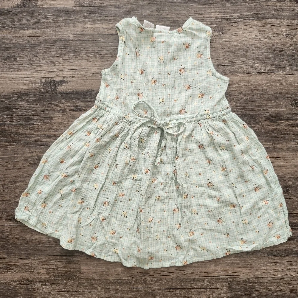 GAP Green Floral And Plaid Dress